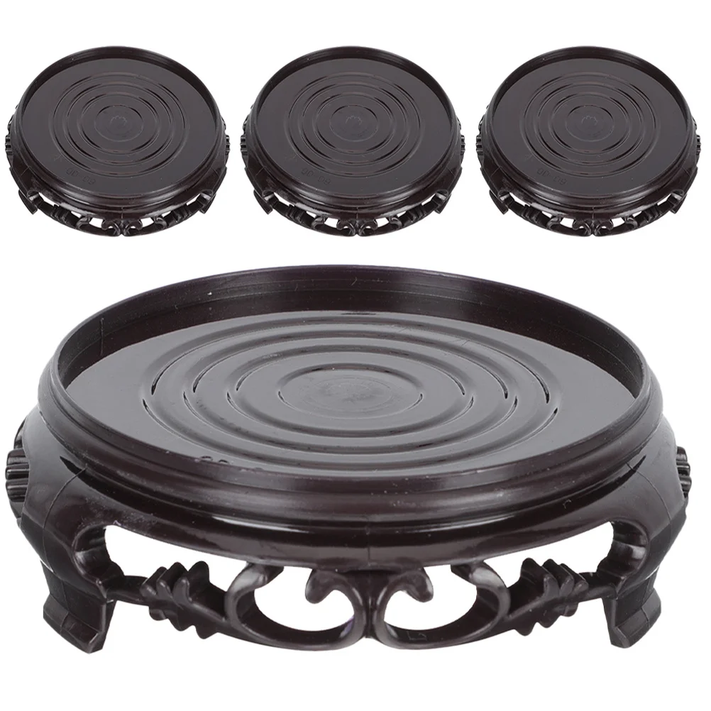 4pcs Plastic Potted Plant Riser Flowerpot Base For Indoor Garden Vase Statue Craft Display Stand Black Plant Stand Home Decor