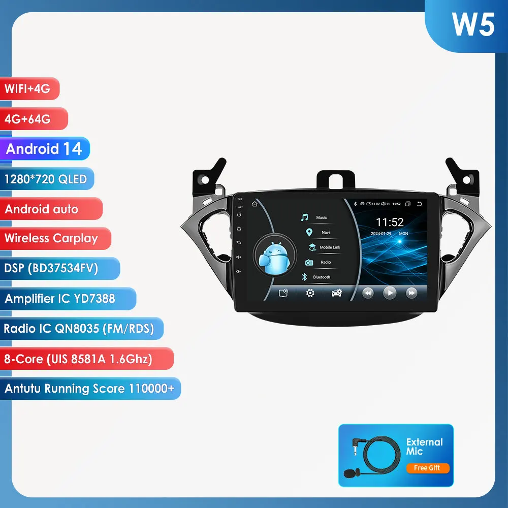 Hizpo 7862 Android autoradio multimediaspeler voor Opel Adam 2013-2016 voor Corsa E 2015-2019 Audio Stereo CarPlay Auto Touchscreen Touch Display Airplay autoradiospeler Stereo GPS-navigatie Audio