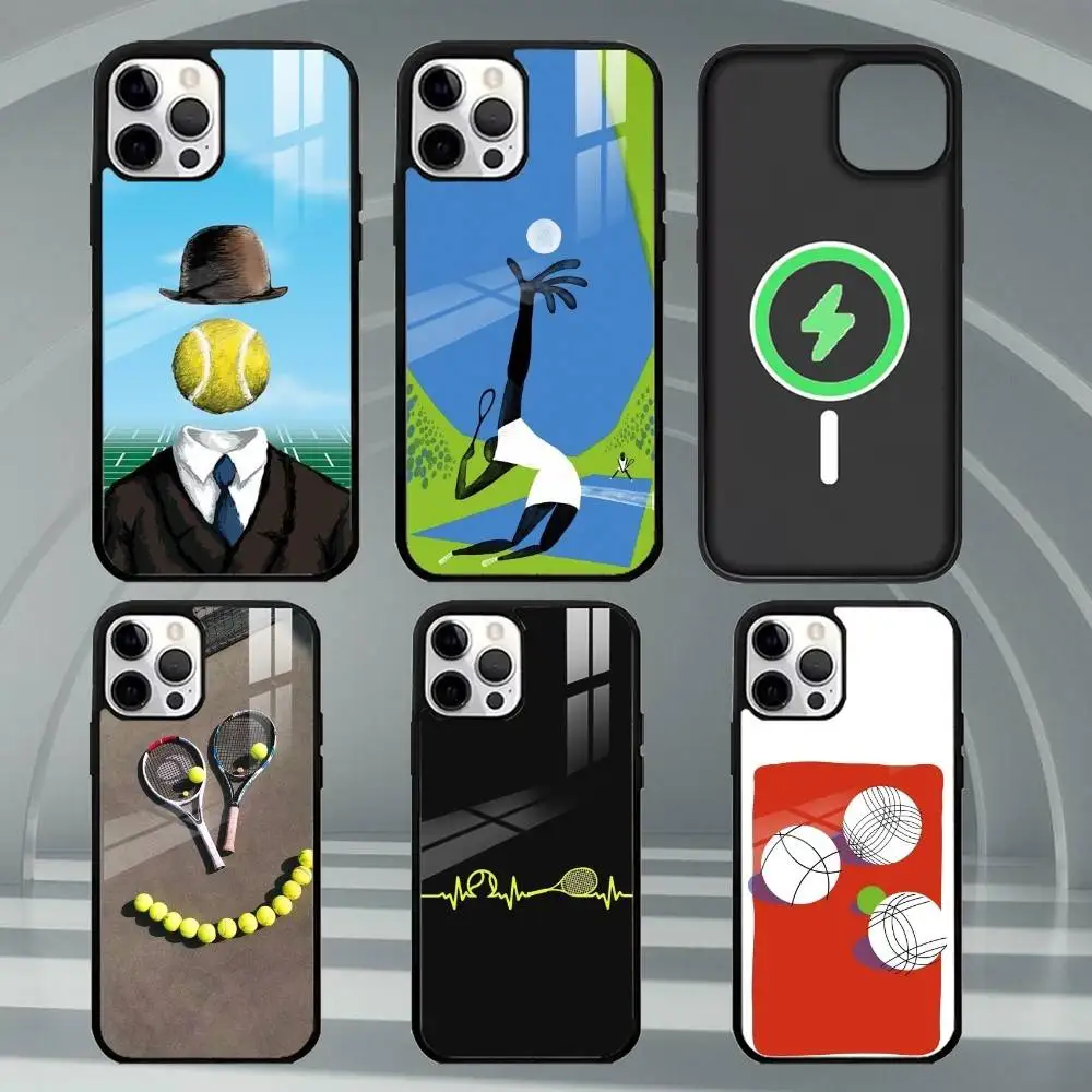 

T-Tennis Ball Sport Phone Case For iPhone17,16,15,14,13,12,11 Plus,Pro Max Magnetic For Magsafe Wireless Charging