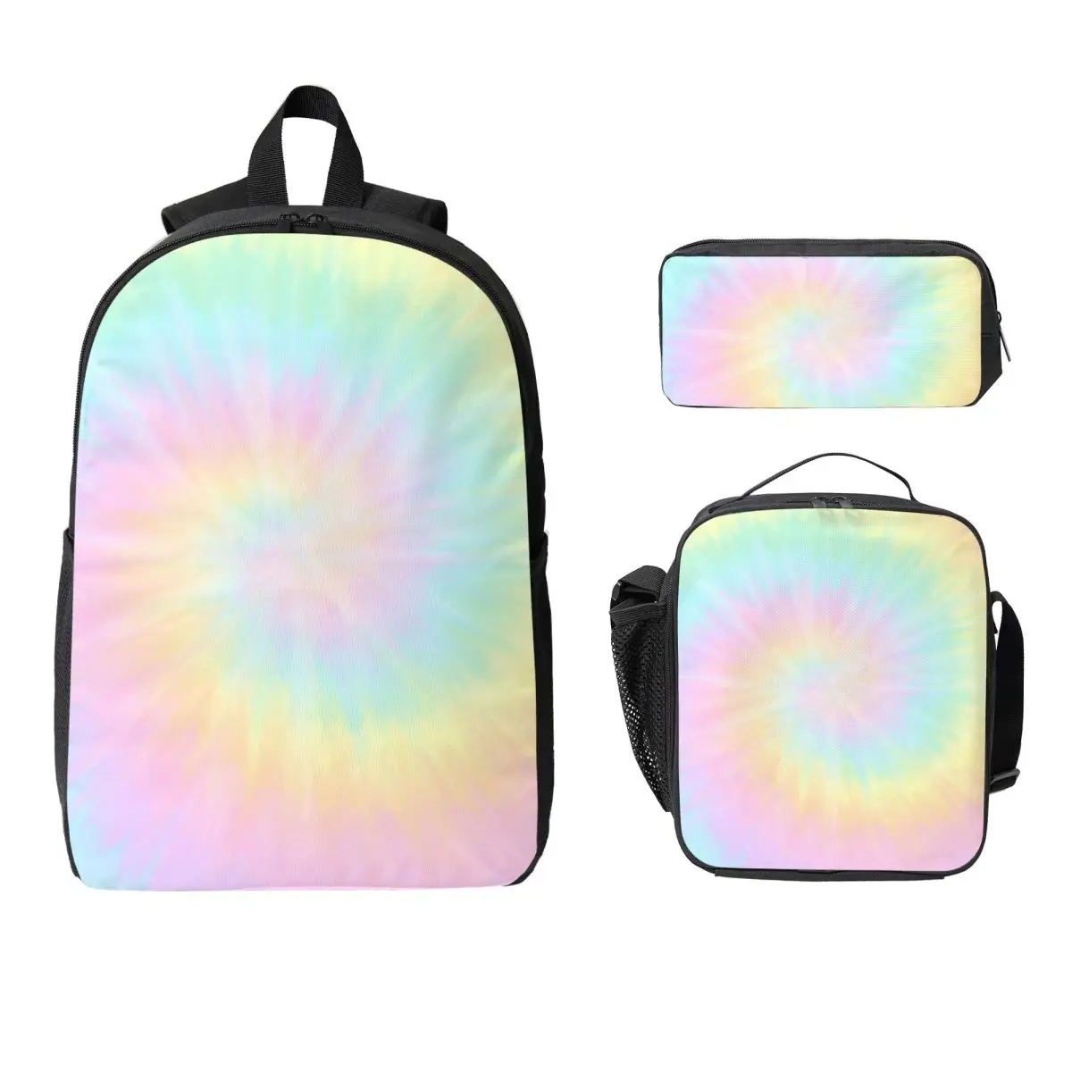 

Рюкзак с пастельными обоями Tie Dye, студенческий рюкзак для мальчиков и девочек, школьная сумка, компьютерные сумки на плечо, 3 шт., изолированная сумка для обеда, пенал
