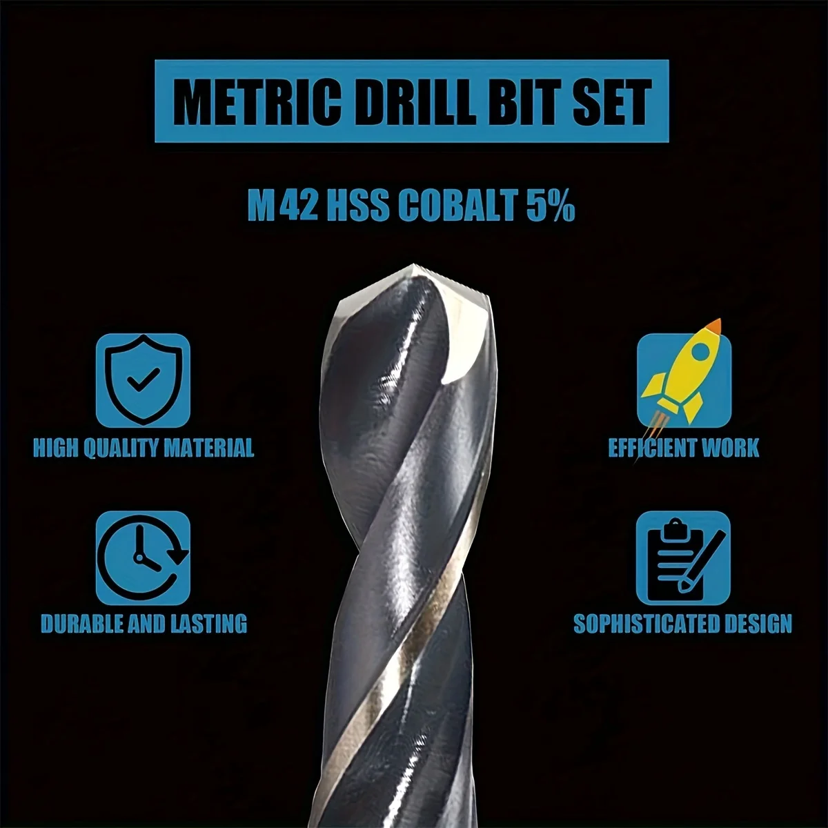 13-teiliges M42 5% Kobalt Spiralbohrer-Set, Hochleistungs-HSS-Bohrer für Hartmetall, Edelstahl & Gusseisen – Detail 7
