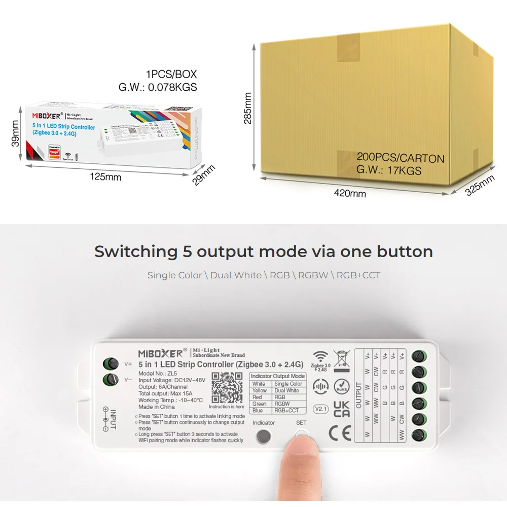 Smart LED Controller DC12V 24V Compatible MiBOXER Zigbee Gateway 2.4G RF Tuya For Single Color Dual White RGBW RGB CCT LED Strip