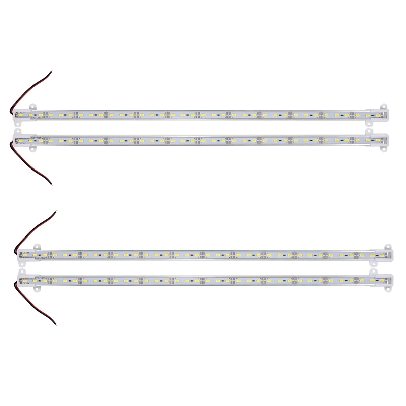 4X 50CM 12V 36 LED 5630 SMD Hard Strip Light Aluminum Shell With End Cap Warm White