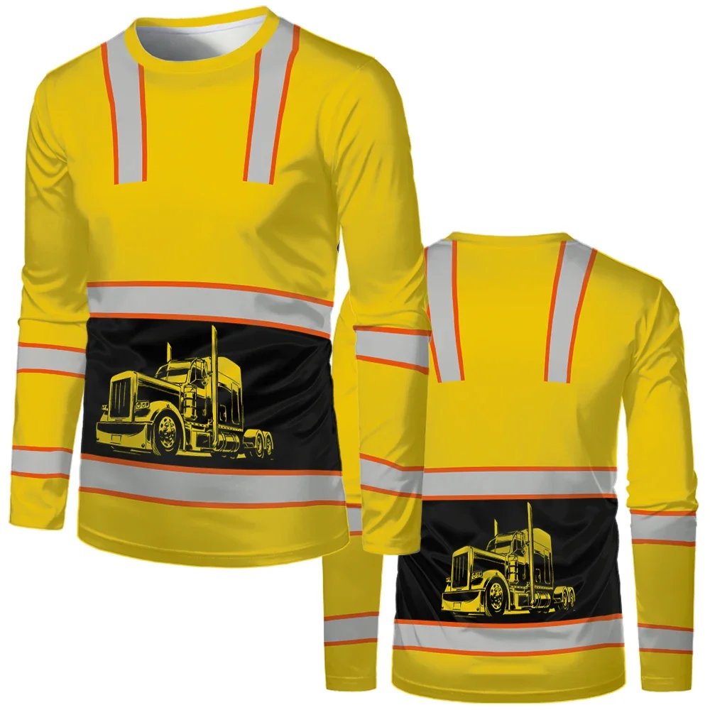 Construction workers uniforms men's casual casual loose shirt classic the neck long sleeve tops comfortable and breathable work image 3