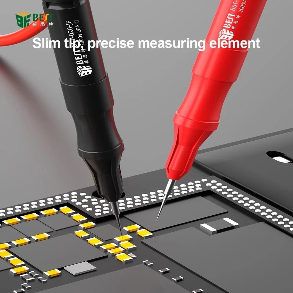 Imagem -02 - Liga Aço Ponta Fina Multímetro Sonda Test Leads Isolados Silicone Leva para Figital Multímetros Bst020-jp Catiii 20a