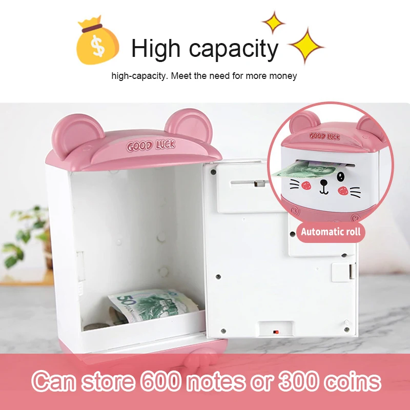 NEW Cartoon ATM Cash Saving Box Money Bank Toy For Kids Electronic Large Money Box Savings Password Digital Fingerprint Unlock