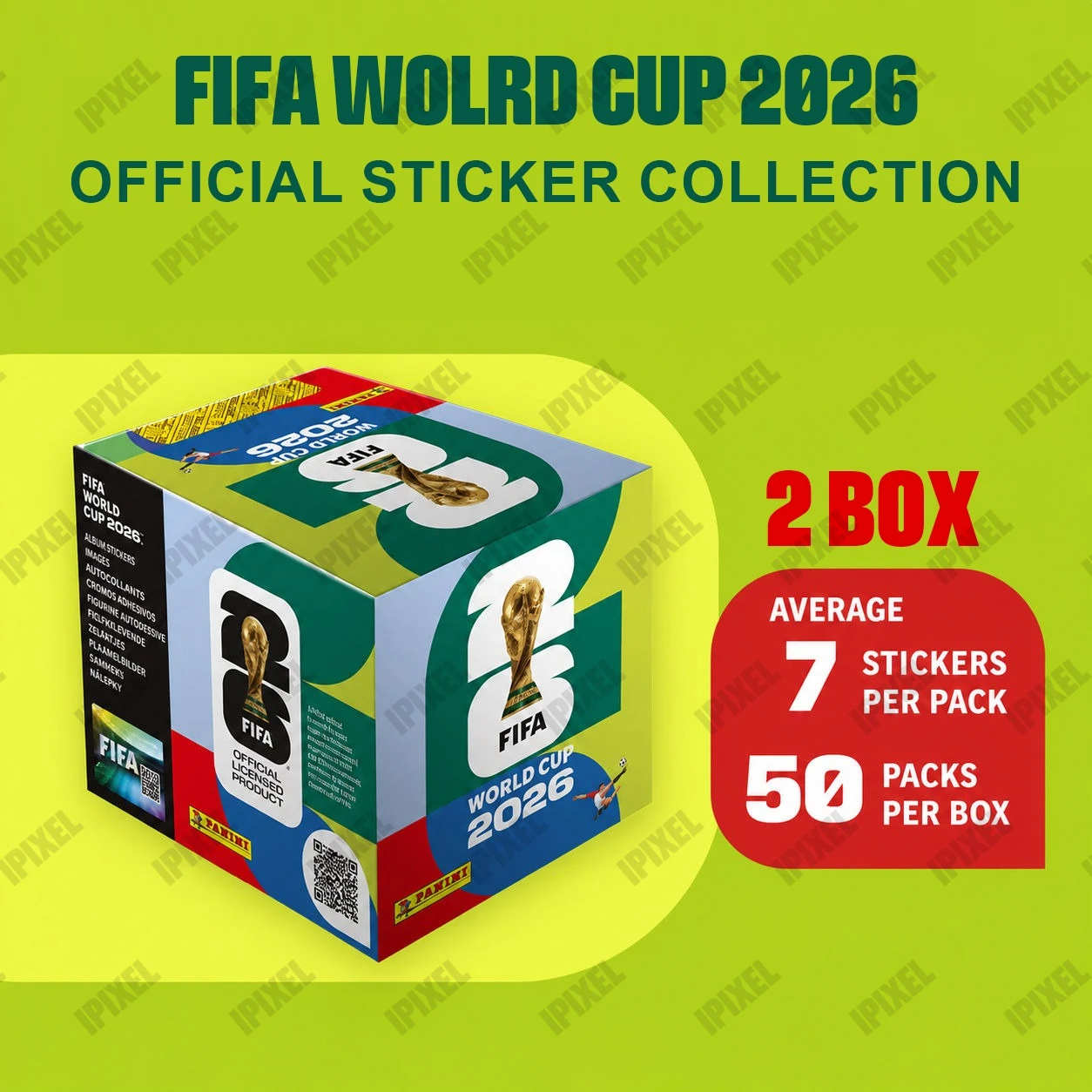 Pegatinas Oficiales de la Copa Mundial de la FIFA 2026 de Panini, 2 Cajas, 100 Paquetes, 700 Pegatinas Coleccionables para Fanáticos del Fútbol