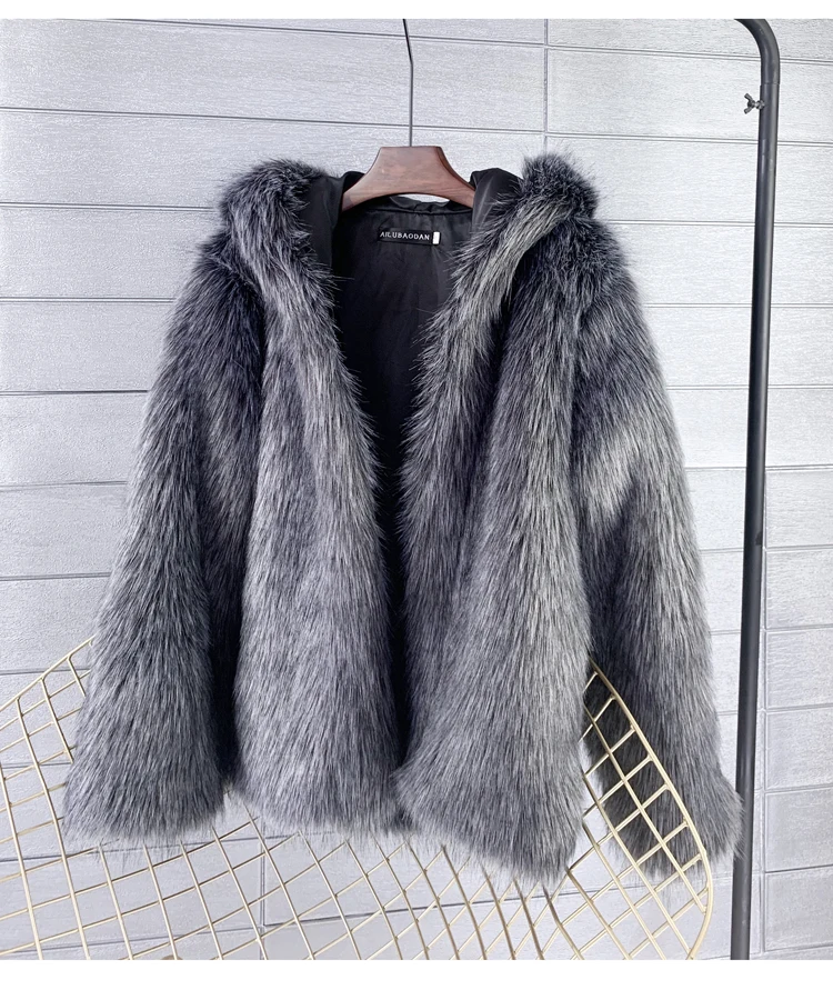 2024 Autumn/Winter Elegant new Fox Fur Thickened Women's Warm Fur Fashion Coat Hooded Short Artificial Fur Coat