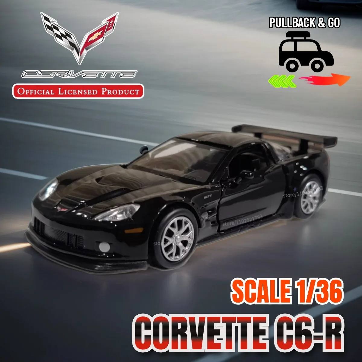 1:36 Metal Diecast Car Model Repilca Chevrolet Corvette C7 C6 Scale Miniature Collection Vehicle Hobby Kid Toy for Boy Xmas Gift