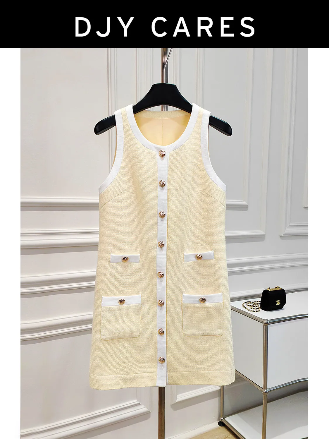 New Fashionable color blocked round neck elegant slimming vest dress big  size