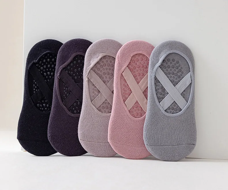 1–5 Paar rutschfeste Yoga-Socken für Damen, für Tanz, Pilates, Fitness, atmungsaktive No-Show-Socken aus Baumwolle mit Silikongriff für das Training im Innenbereich – Detail 7
