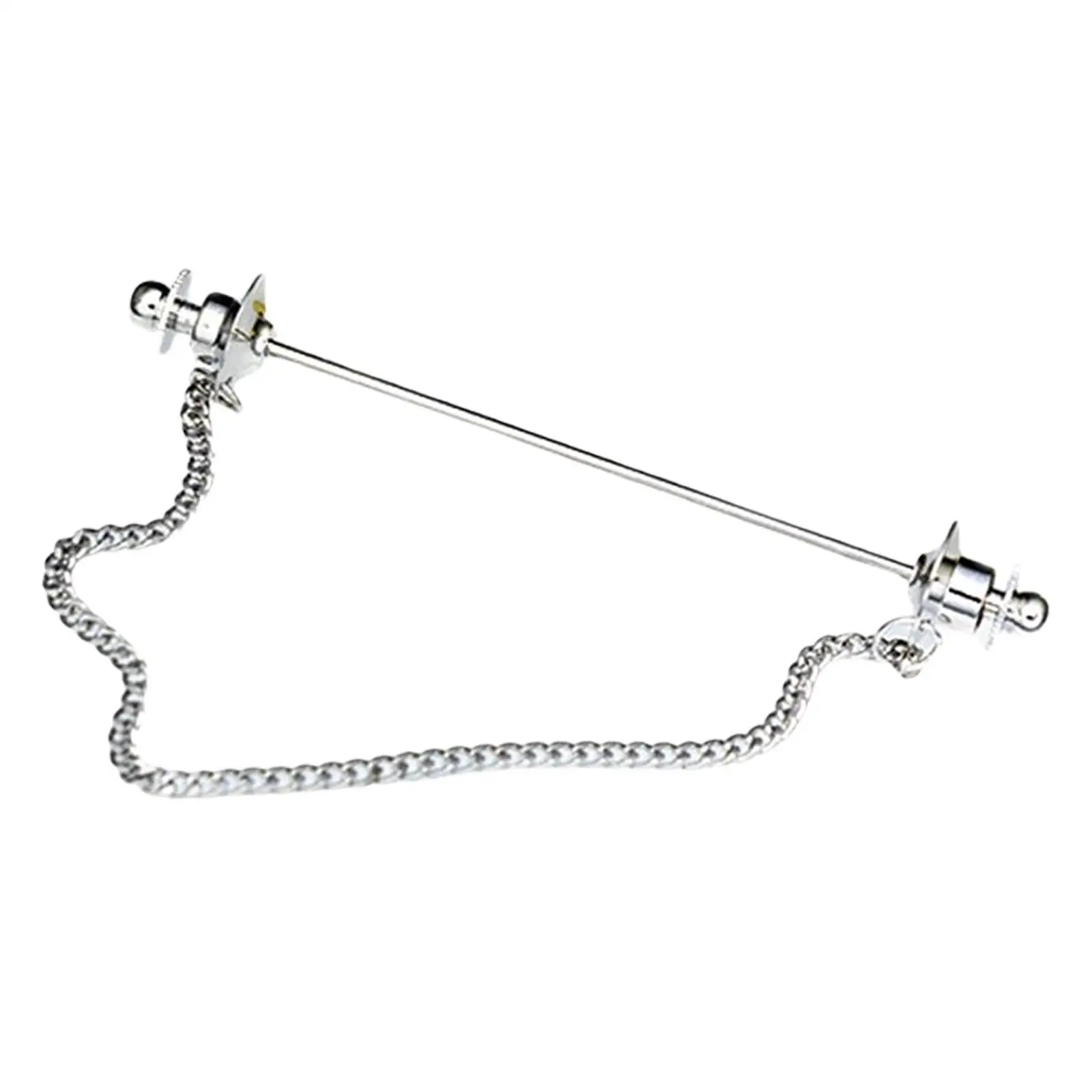 Men Collar Bar Pin with Chain Cravat Clasps Formal Necktie Tie Clips 7cm