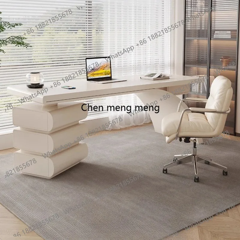 

French light luxury modern simplicity, female solid wood Internet celebrity desk writing desk Cream style desk, small household