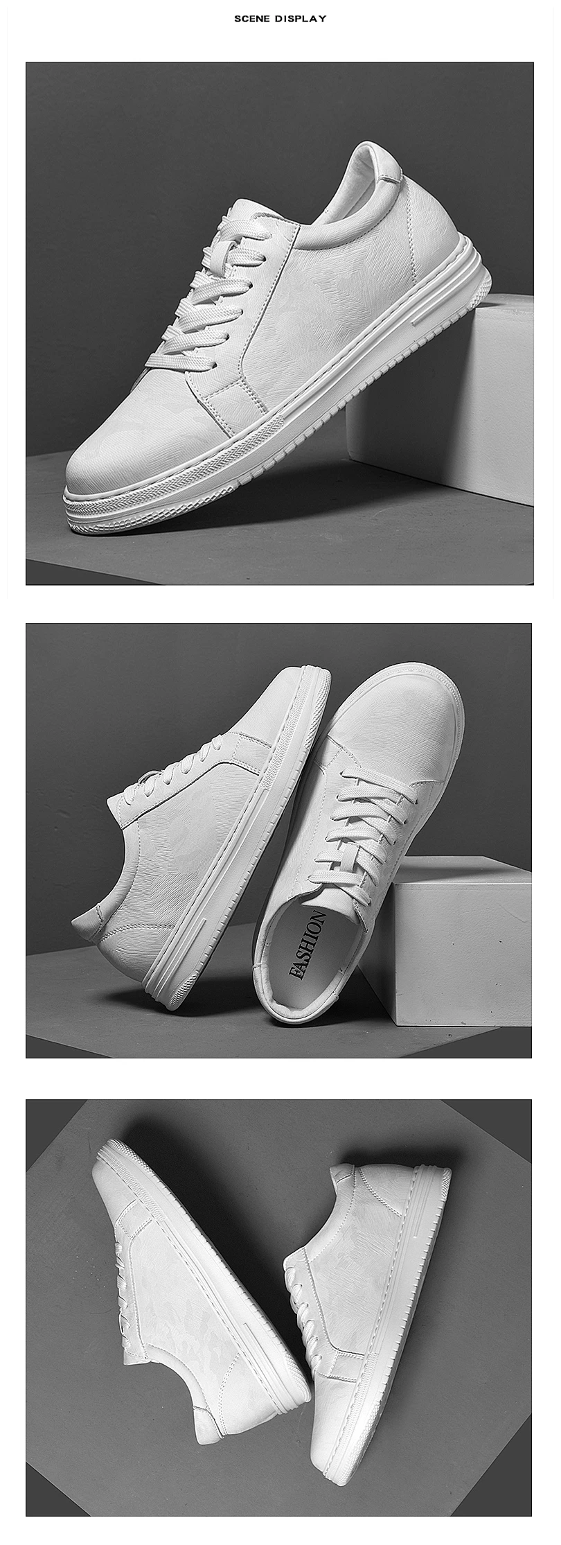 Breathable Outdoor Elevator Sneakers Men Shoes PU Leather Height Increasing Casual Shoes Walking Footwear Men Lift Sports Shoes