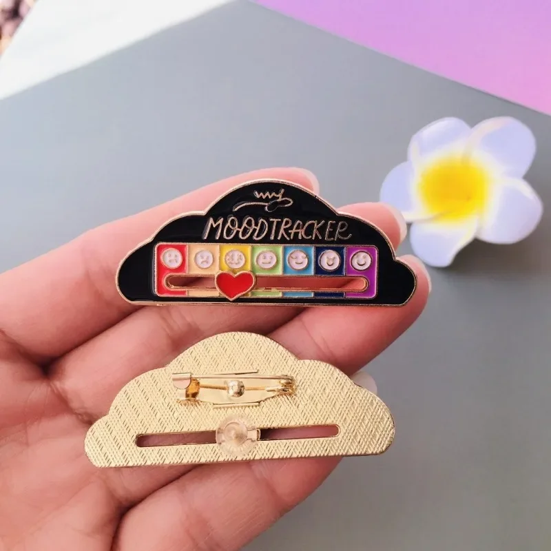 Creative Mood Conversion Energy Brooch Personalized Slideable Social Power Metal Badge Men's and Women's Expression Pin Jewelry