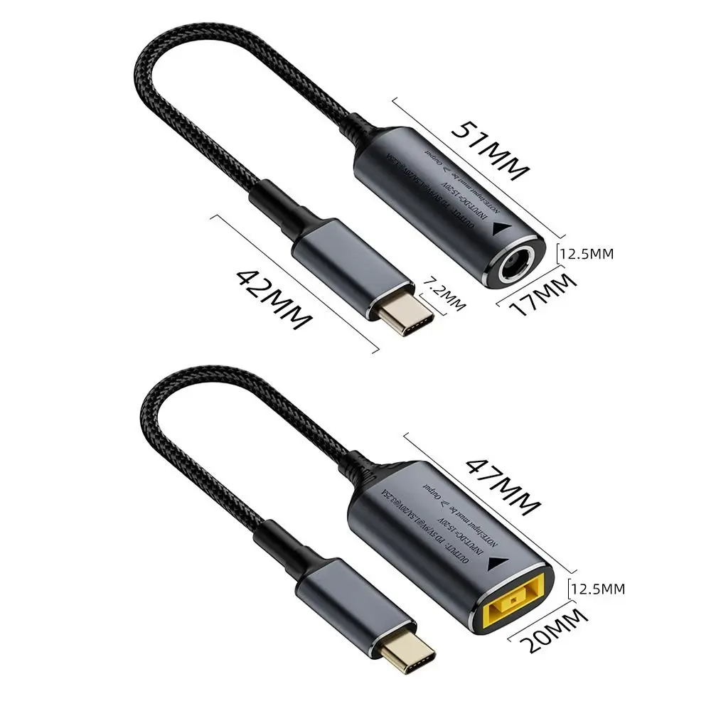 Convertidor PD 100W DC a tipo C 5/9/20V 5,5x2,5 7,4x0,6, Cable de carga para ordenador portátil, teléfono móvil de boca cuadrada para Lenovo/HP/Samsung