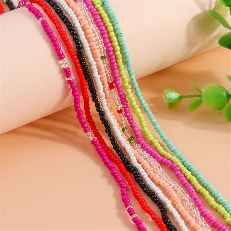 Mode bunte einfache handgemachte Perlen Halskette für Frauen Mädchen Party Festival Schmuck Geschenke – Detail 1