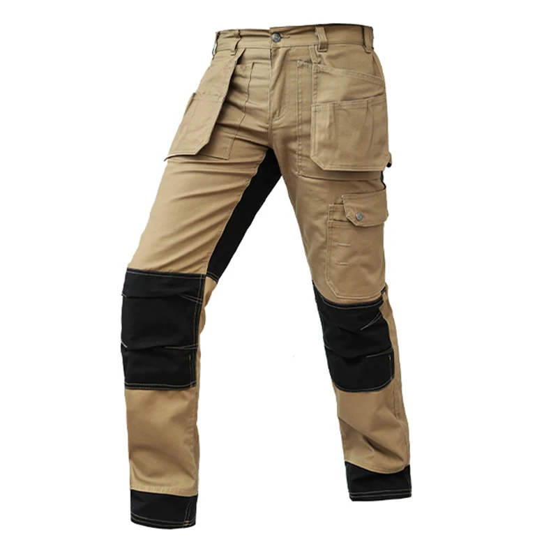 Pantaloni da lavoro in cotone da uomo abbigliamento da lavoro Multi tasche pantaloni Cargo pantaloni da lavoro da uomo con ginocchiere pantaloni da elettricista da lavoro