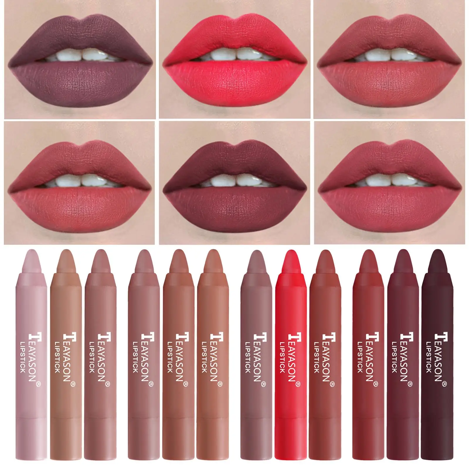 3x ماتي أحمر الشفاه مجموعة الأزياء الملونة السلس طويلة الأمد سهلة اللون ماكياج الشفاه الصقيل الشفاه تينت الشفاه عصا للنساء سيدة بنات #4