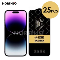 25Pcs For iPhone 16 Pro 15 Plus 14 13 12 11 XS Max Mini XR 7 8 Tempered Glass Film Full Covering Silk Printing Screen Protector