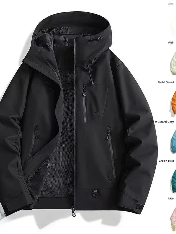 

ex Outdoor Casual Wear-Resistant Windproof Water-Resistant Hooded Jaet Men's Women's Loose Fit Fce Lined Parka Coat