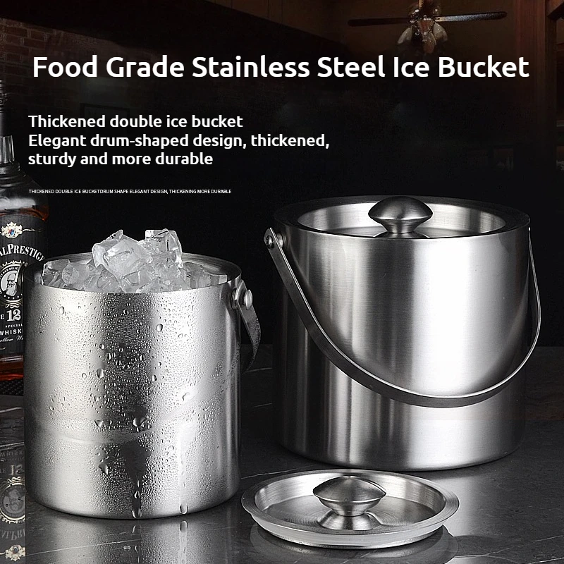 Stainless steel ice bucket, ice granule bucket, portable beer bucket, bar beer, champagne insulated ice bucket