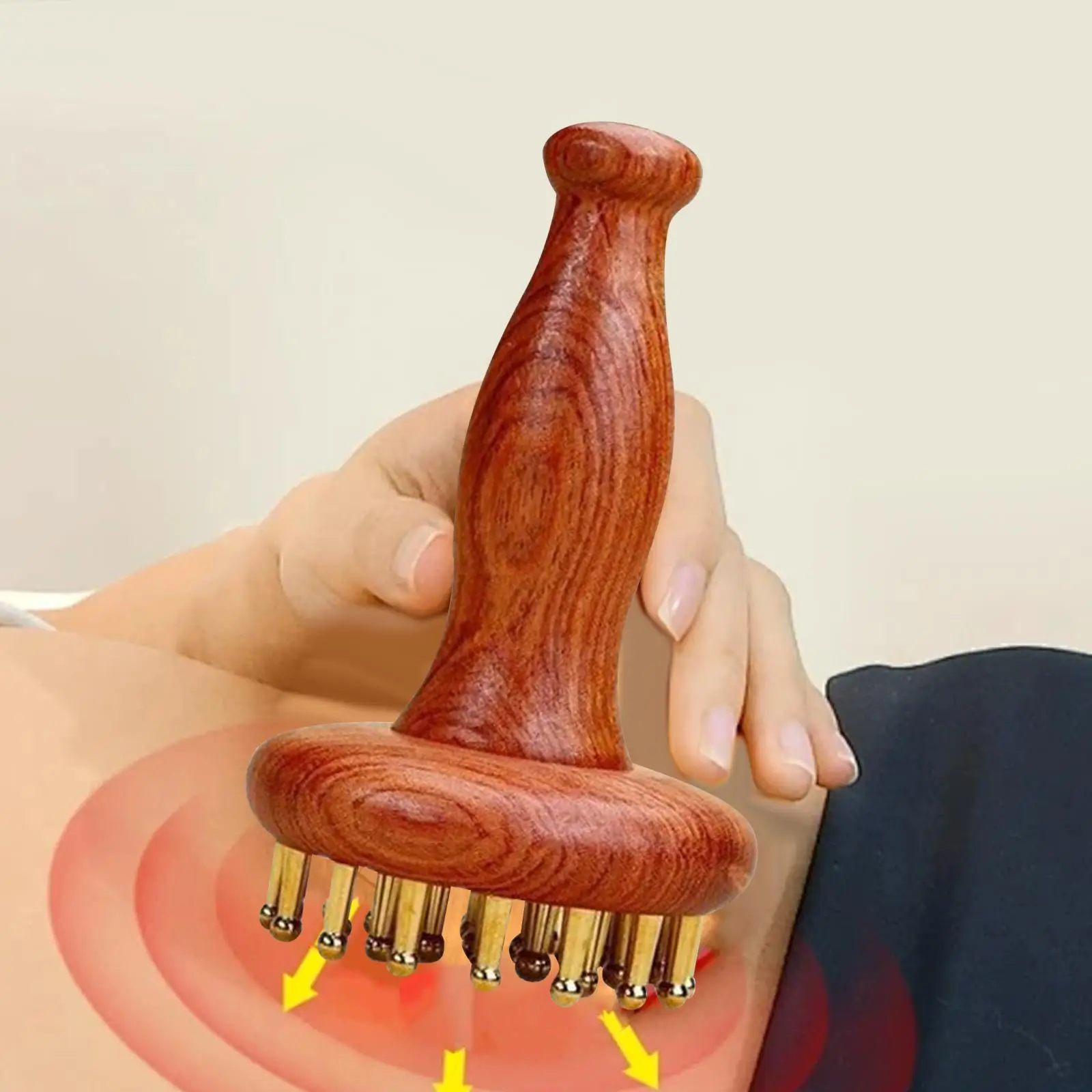 

Wooden Massage Body Brush Multi Functional Ergonomic Handle Relaxation Wood Massage Tool for Waist Shoulder Legs Neck Thigh