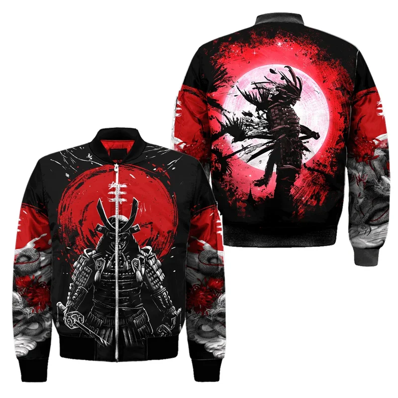 Autumn Harajuku 3D Japanese Samurai Warrior Print Jacket For Men Kid Fashion Streetwear Clothing Unisex Cool Female Samurai Tops