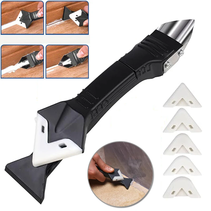 3 in 1 Silicone Caulking Tools, Caulk Remover Tool Kit with Replace Silicone Padsgood Pads and Caulk Finishing Tools