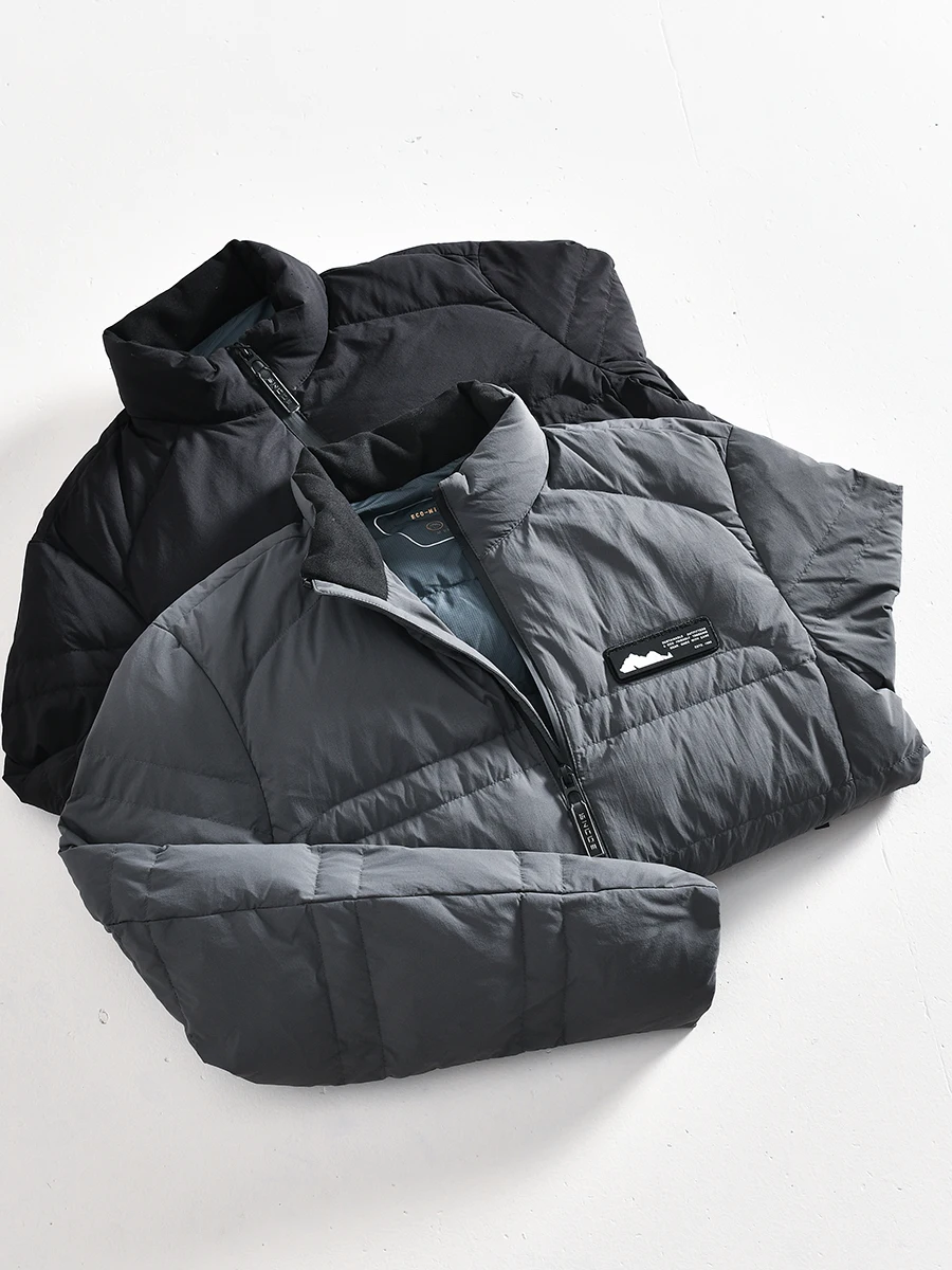 

Lightweight 80 Duck down Stand Collar Men's Winter Casual Versatile Warm Puffer Jacket Youth Popular Nylon Fiber Outerwear