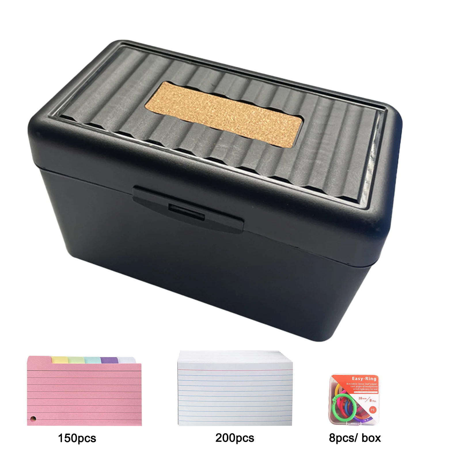 

Portable Sturdy Reliable Heavy Duty Office School Sticky Note Coloured Tab Black Convenient Organizer Box Durable Index Card