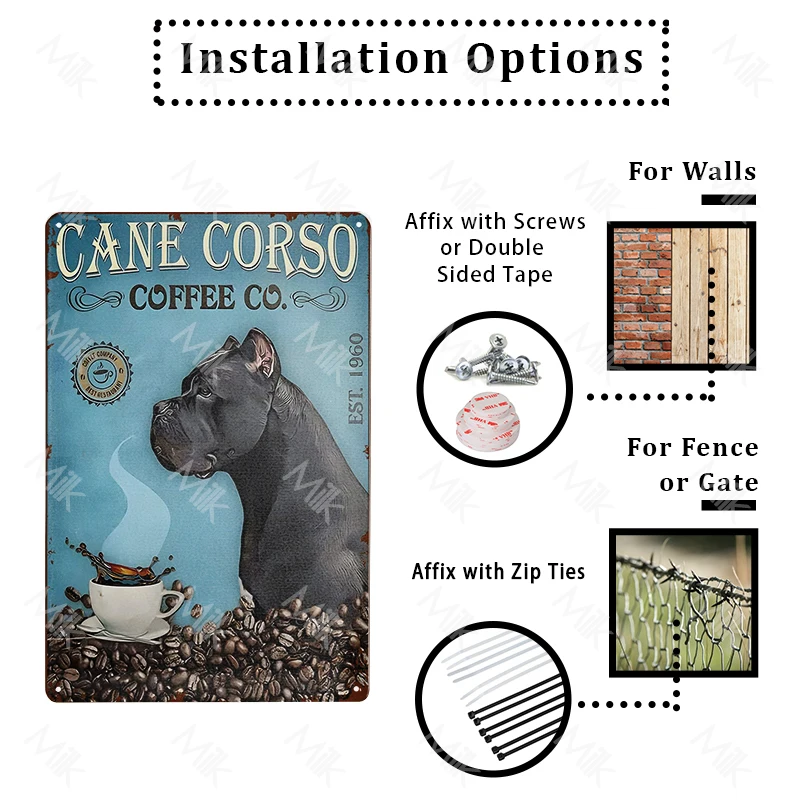 Cane Corso Dog Retro Metal Plaque Funny Pet Vintage Decorative Tin Sign Wall Decor Garage Bar Pub Club Kitchen Home Man Cave