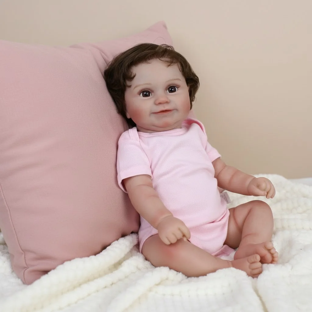 Bambola da bambina rinata realistica da 18 pollici, corpo intero, vinile morbido, neonato con ciuccio e bottiglia per capelli con viso realistico