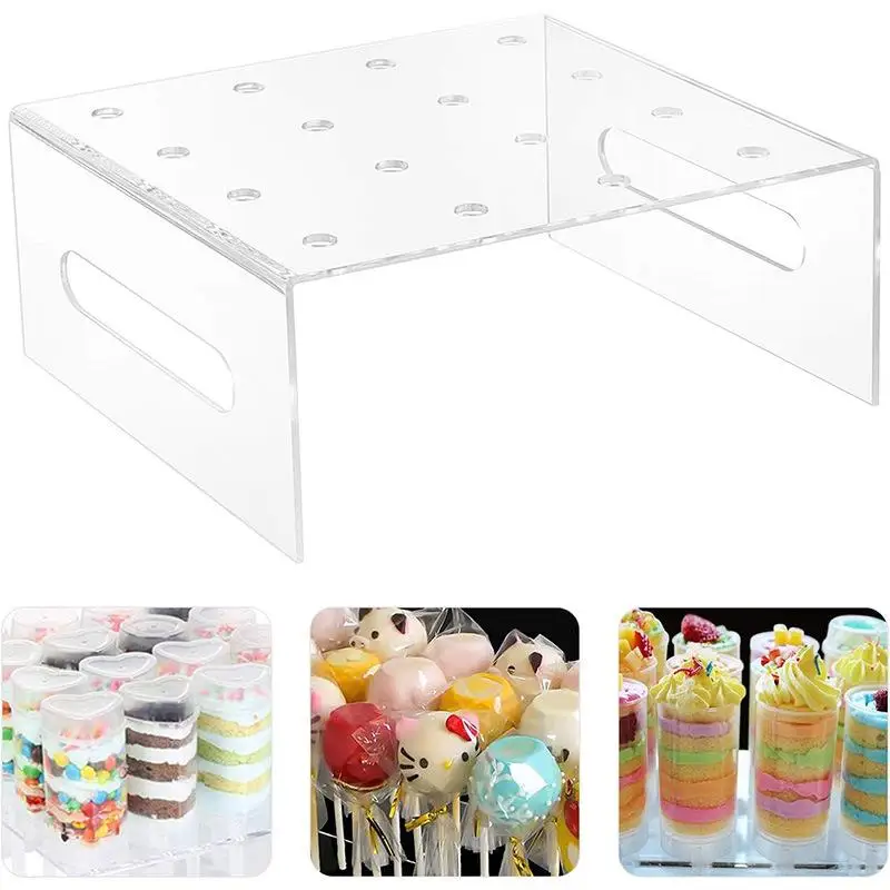 1Pc Durable Acrylic Lollipop Holder - 15/16/21 Holes Rectangle Stand, Wedding Party Candy Dessert Stick Display Organizer