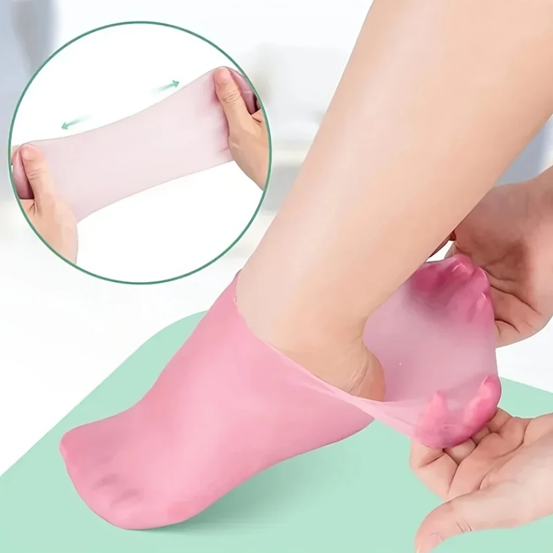 Silicone Elastic Moisturizing Foot Care Socks, Softening Calluses Exfoliating Foot Cover, Dry Cracked Feet Spa Massage Gel Socks