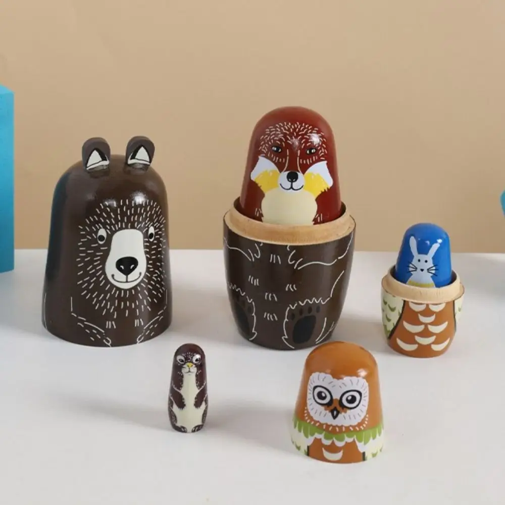 لطيف 5 قطعة/المجموعة الحيوان ماتريوشكا دمية السلس الحرفية الفتيات الروسية دمية خط الكلب الخشب جرو التعشيش الدمى عيد الميلاد