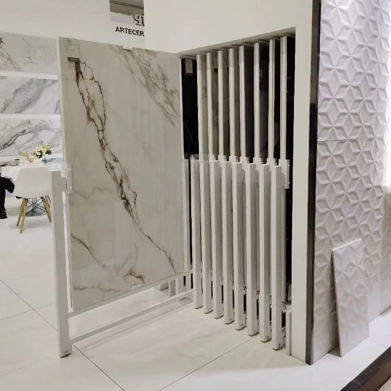 for 60X120 large slate sample display stand Durable pull-push rotating bracket for showroom tile display