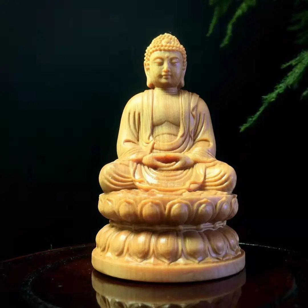 

wood carving Vairocana Tathagata solid wood Sakyamuni Tathagata Buddha home living room art decoration ornaments