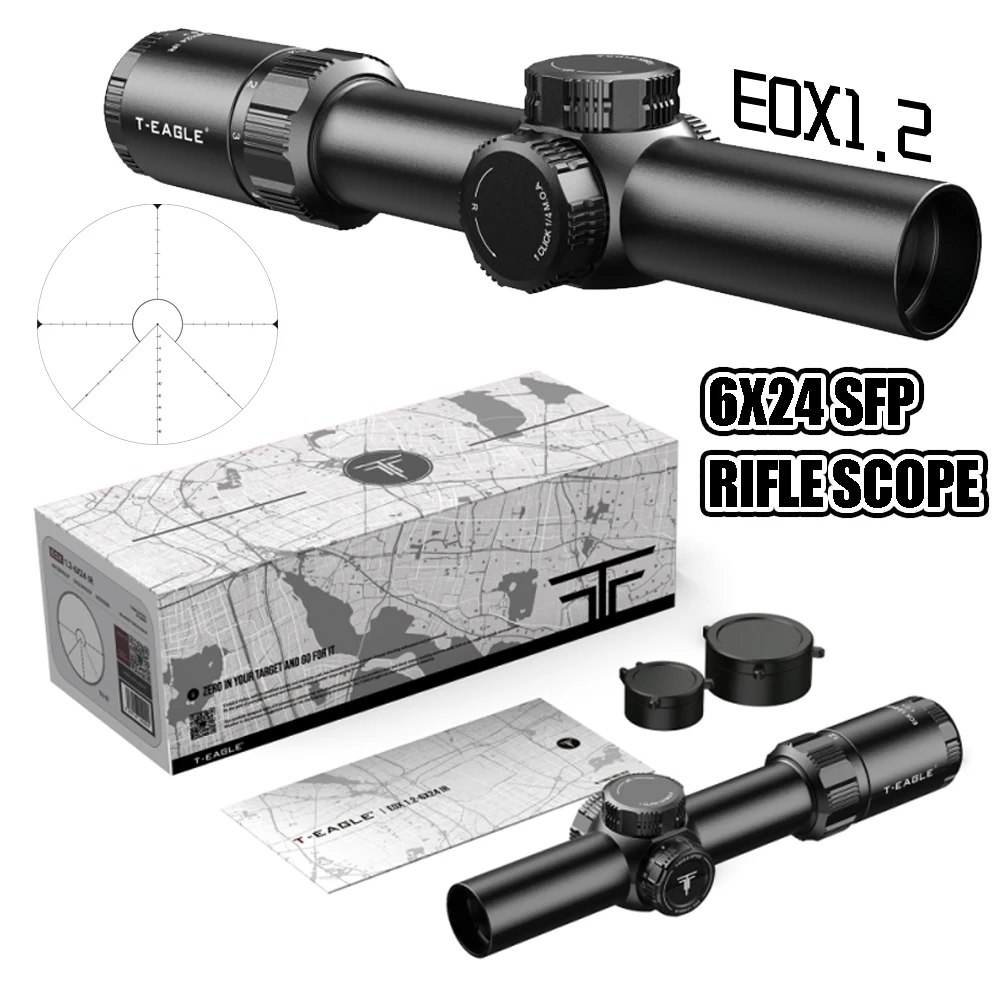 EOS 1.2-6x24 SFP Illuminated WA 1/4MOA 30mm Rifle Scope with Picatinny Mounts Hunting Fast Focus Clear Imaging Scopes Sight