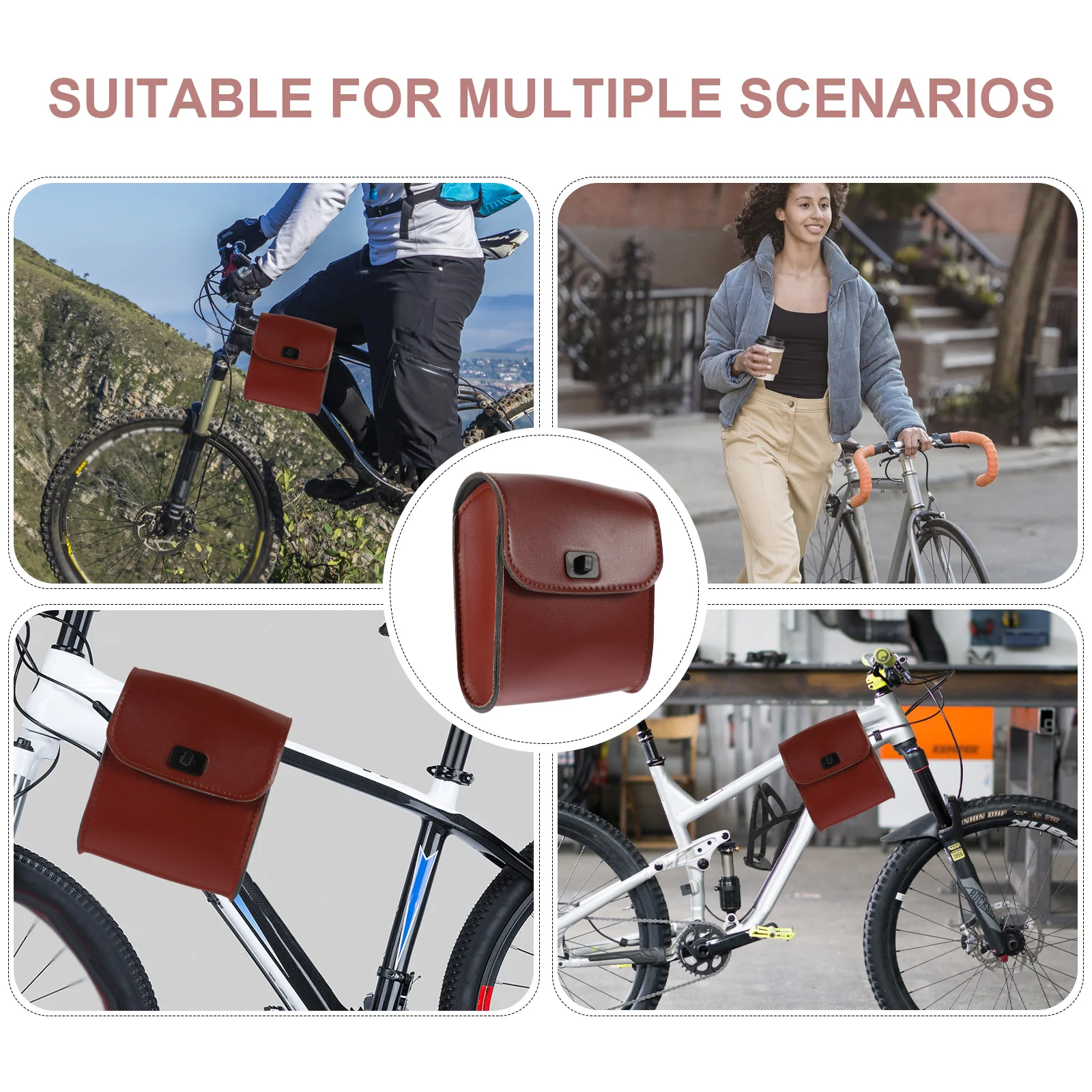 

Upper Tube Bag Coffee Cycling Handlebar Bag Bike Pannier Motorcycle Saddlebag Hanging Storage Pouch For Riding Organizer