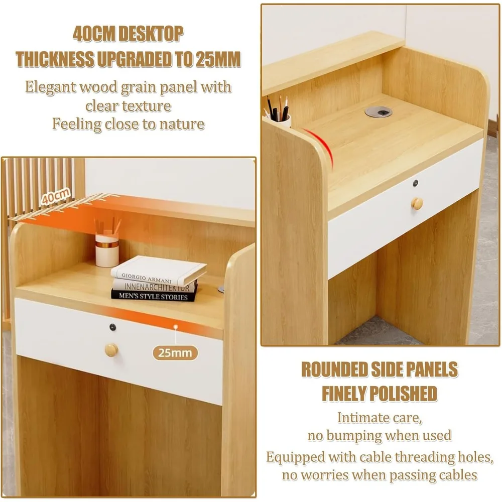 Reception Room Tables,Reception Desk Counter Table,Retail Counter Reception Desk with Drawer Storage,Cashier Front Desk Open
