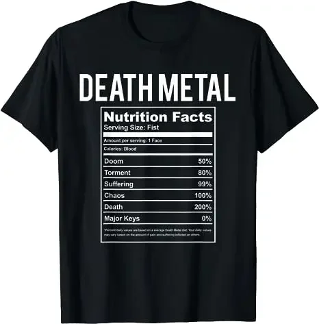 Death Metal Unicorn T-Shirt Funny Brutal Death Metal Nutrition Facts Concert Tee Gift Rainbow Grim Reaper Cool Halloween Costume