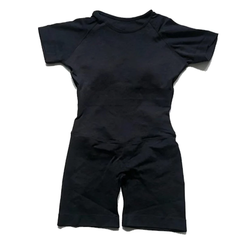 Impact Kurzarm Einteiler Jumpsuit Atmungsaktiv Schnelltrocknend Lauf-Workout-Tights Gym-Anzug Nahtlose Sportanzüge Trainingsanzüge – Detail 6