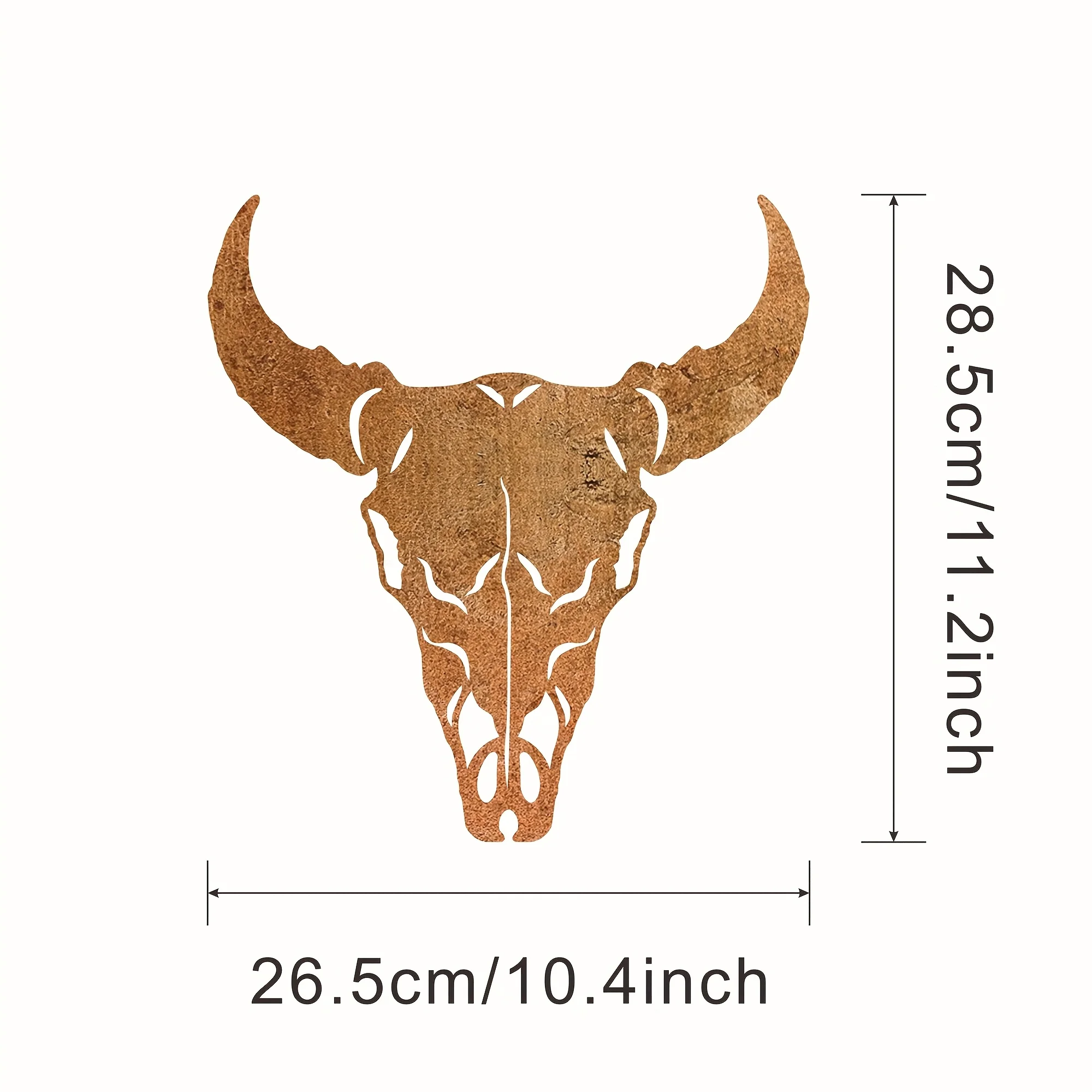 [2D Flach] 1-tlg. Rusty Metal Bull Skull Wall Art, Western Cowboy Silhouette Decor, Weatherproof Outdoor Garden Ornament