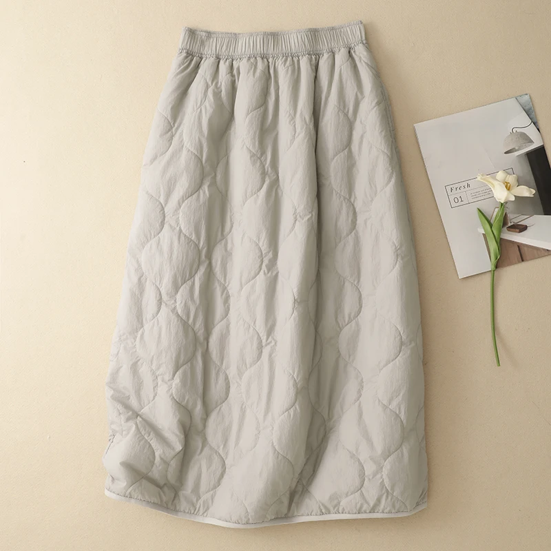 Winter New Style Thickened Cotton Casual Loose Women's Half Skirt Comfortable Warm Gourd Stitching Large Size Skirt