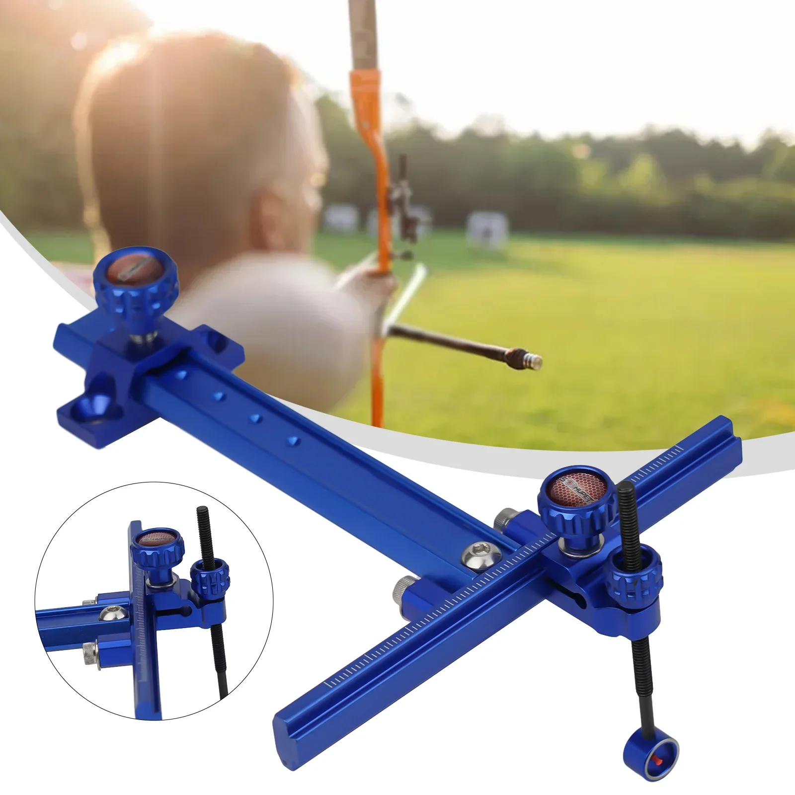 Recurve bow sight accessory with metal scale and aluminum alloy body includes screws and screwdriver for mounting on bow handle