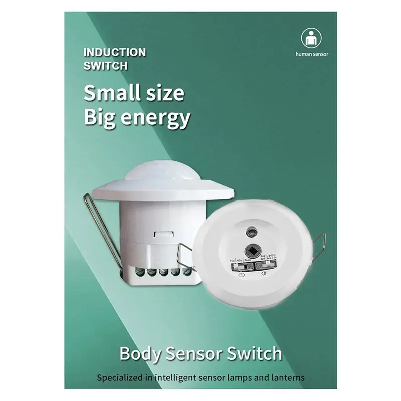 ABGE-2X New 24-265V Recessed Sensor Smart PIR Infrared Body Motion Detector Light For Stair Corridor Car Park Light