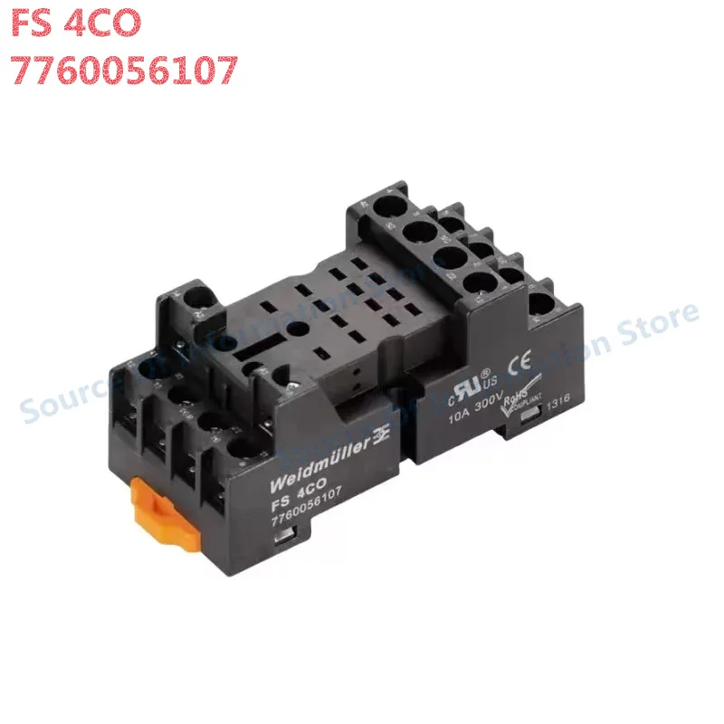 5Pcs FS 4CO Relay Socket Base 7760056107, Weidmüller DIN Rail Mount Relay Base 10A 300V Compatible with DRM570 4 Pole Relay