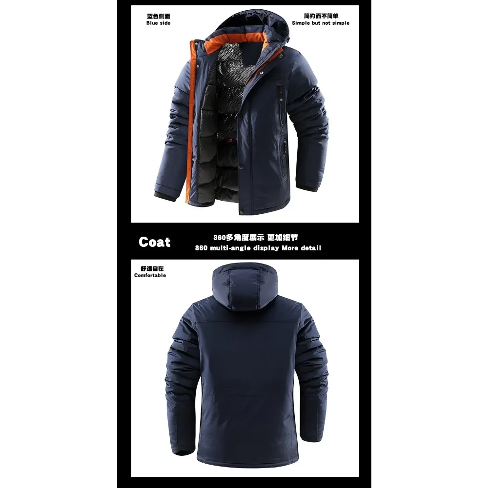 Winter Mannen Lange Sneeuw Capuchon Parka Man Mountain Ski Thermische Jassen Mannen -30 Graden Dikker Windjack Down Gewatteerde jas Kleding