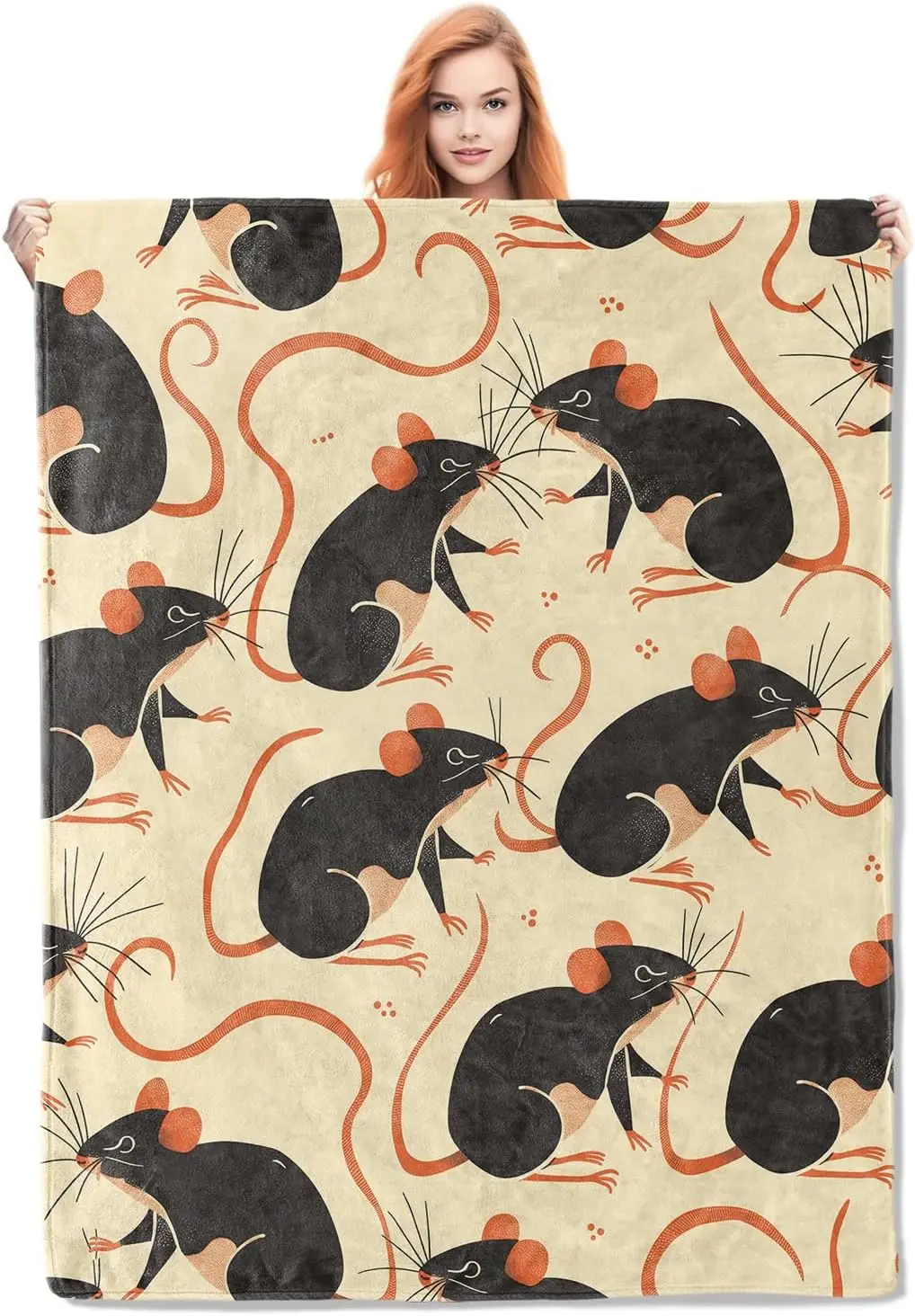 

Cute Rat Blanket Gifts for Kids Adults Soft Warm Lightweight Cozy Mouse Rodents Animal Flannel Throw Blankets for Bed Living Roo